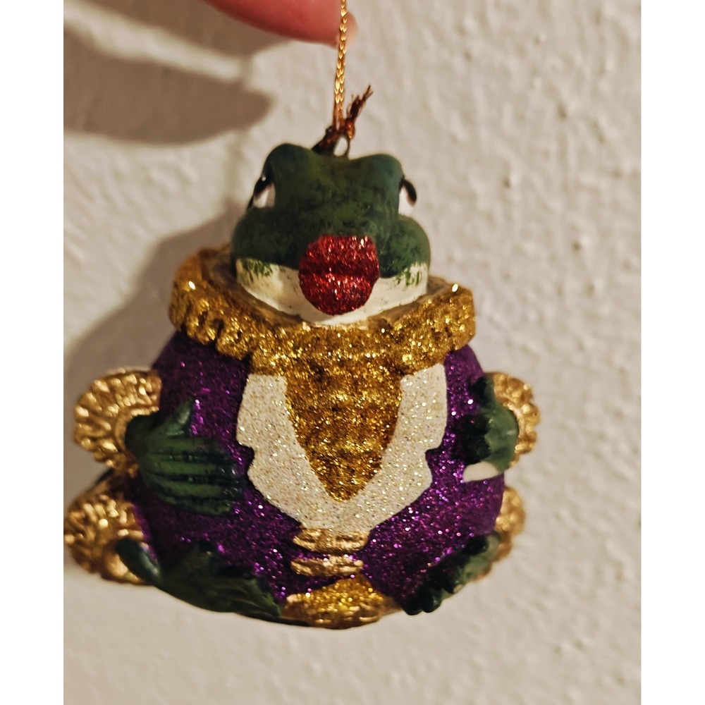 Vtg Katherine's Collection Christmas Ornament Frog Glitter Lips 5' ( B)